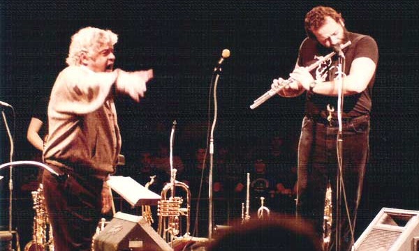Maynard Ferguson 1984 on stage at The Wagon Wheel Playhouse with the great Denis DiBlasio doing one of his killer solos